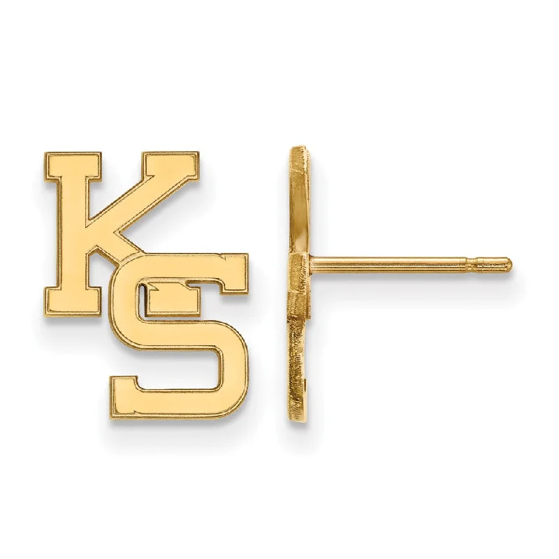 Unique Statement Earrings-14k Gold Plated Silver Kansas State University Post Earrings