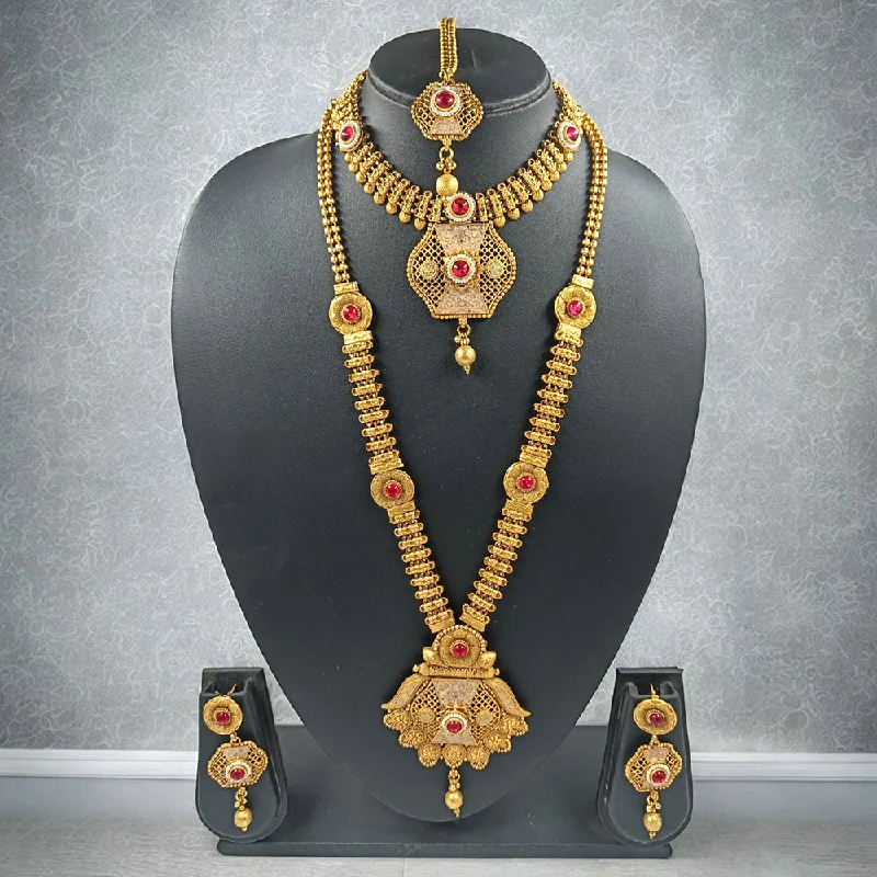 Custom Crystal Necklace-Gehana Mahal Copper Gold Pota Stone Necklace Combo