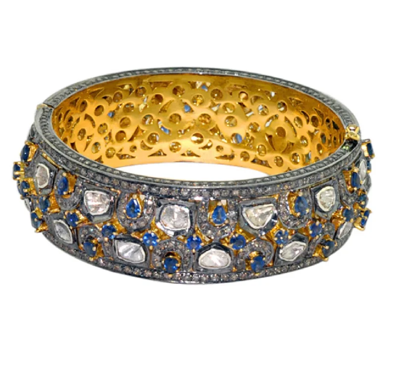 Elegant Gold Bangles Set-Sapphire and Diamond Regal Bangle