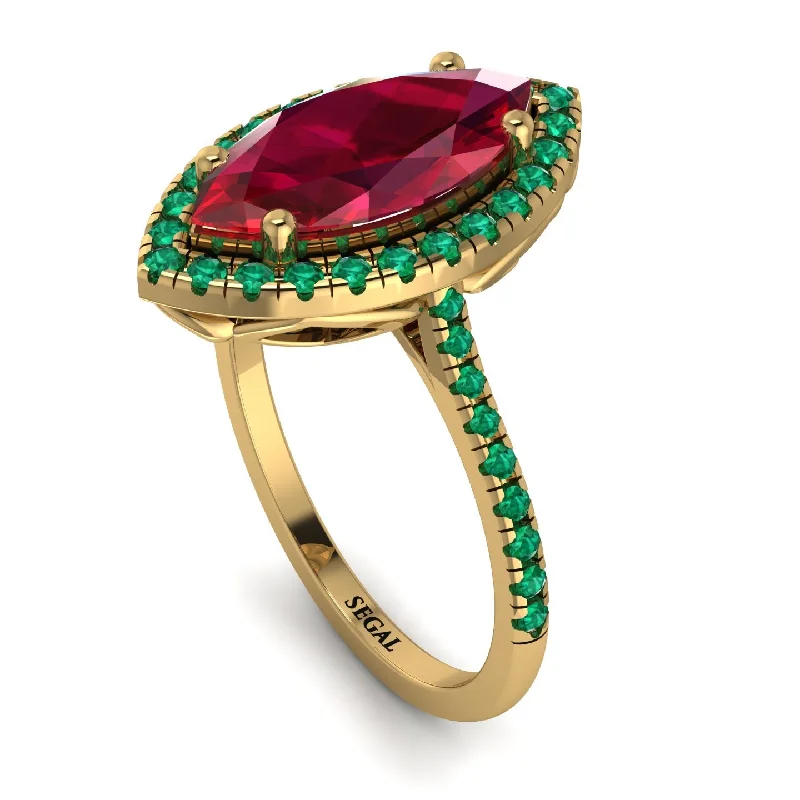 Fashionable Cocktail Ring-Gorgeous Marquise Cut Ruby Pave Engagement Ring With Hidden Stone - Miriam No. 25