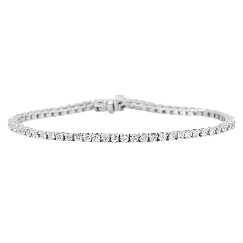 Simple Gold Cuff Bracelets-14k White gold lab diamond tennis bracelet 2.82 ctw