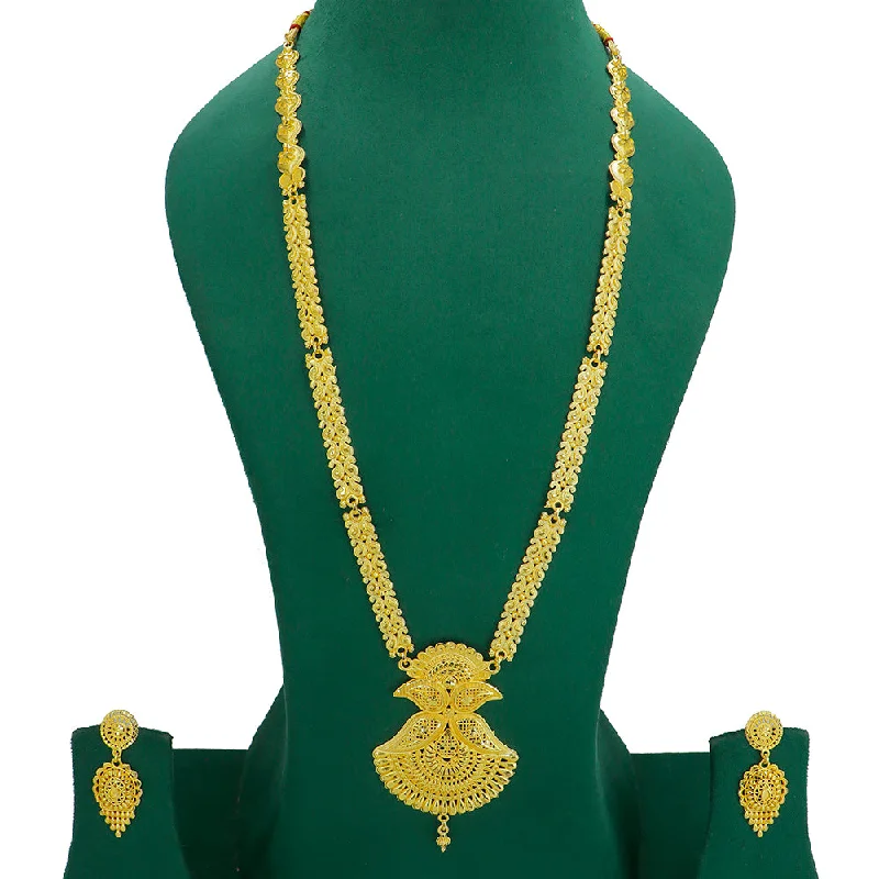 Adjustable Chain Necklace-Mahavir Gold Plated Long Necklace Set