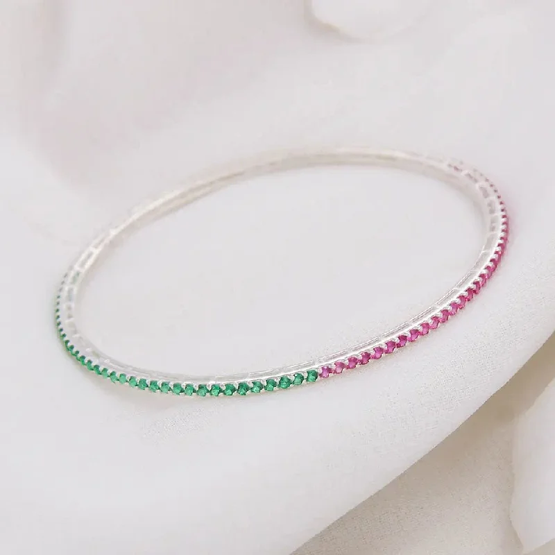 Elegant Diamond Bangle-Silver multicolor zircon bangle