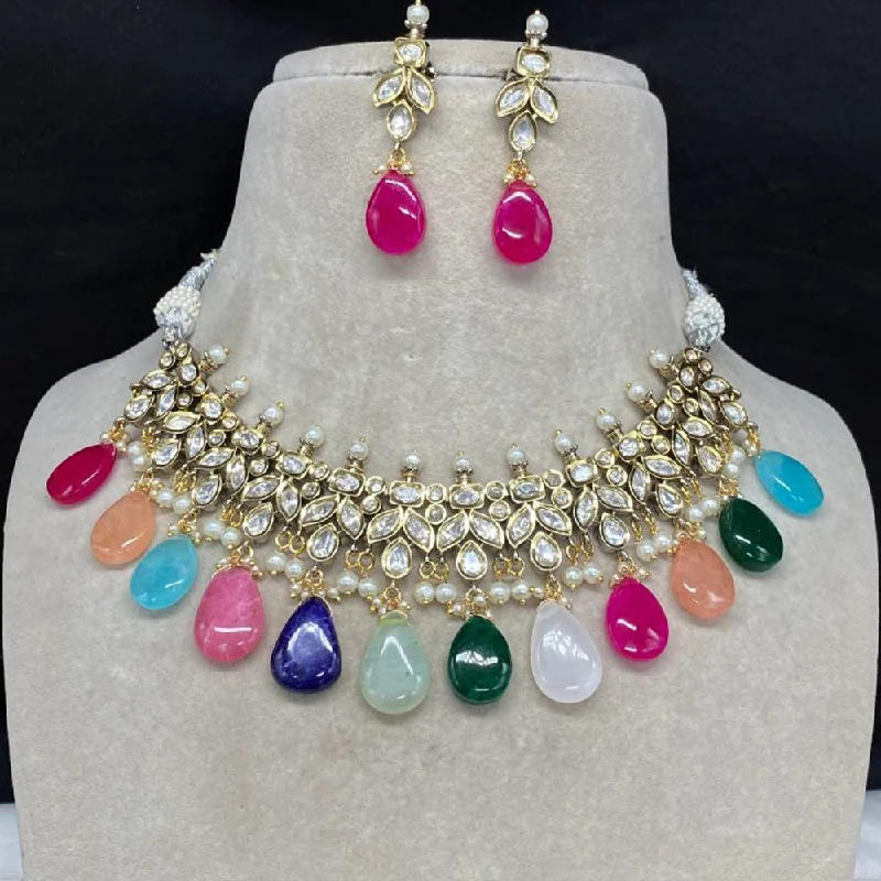 Silver and Pearl Necklace-Royal Kundan Jewellery Crystal Stone Necklace Set