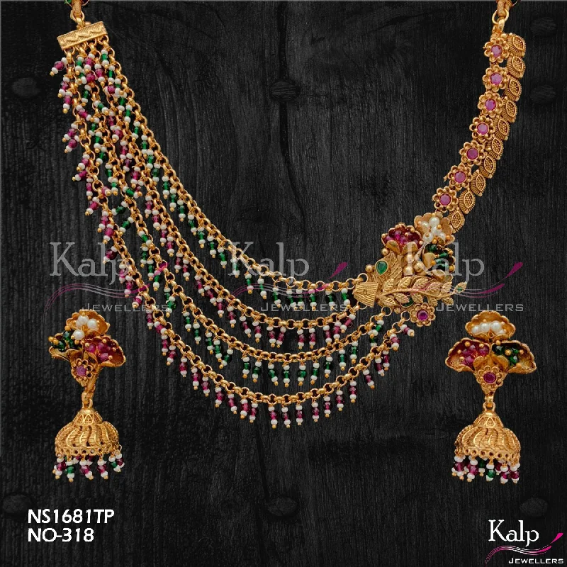 Dainty Silver Necklace-Kalp Jewellers Copper Gold Plated Necklace Set