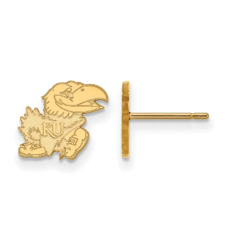 High-Quality Stud Earrings-14k Gold Plated Silver University of Kansas XS (Tiny) Post Earrings