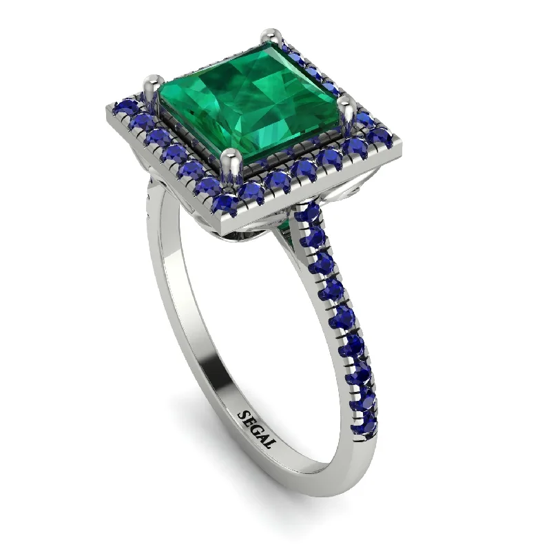 Fancy Engagement Ring-Gorgeous Princess Cut Emerald Pave Engagement Ring With Hidden Stone - Margot No. 66