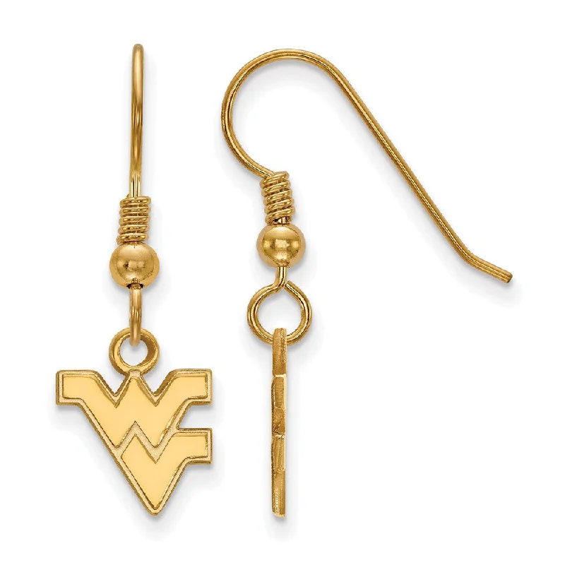 Nature-Inspired Gold Earrings-14k Gold Plated Silver West Virginia Univ. XS (Tiny) Dangle Earrings