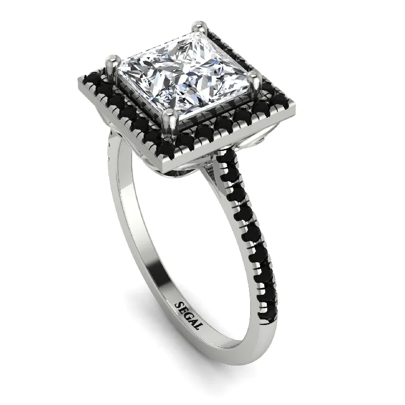 Men’s Silver Wedding Ring-Gorgeous Princess Cut Diamond Pave Engagement Ring With Hidden Stone - Margot No. 33