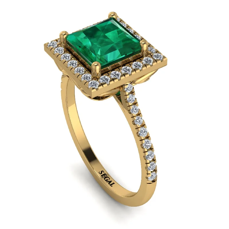 Custom Gold Name Ring-Gorgeous Princess Cut Emerald Pave Engagement Ring With Hidden Stone - Margot No. 4