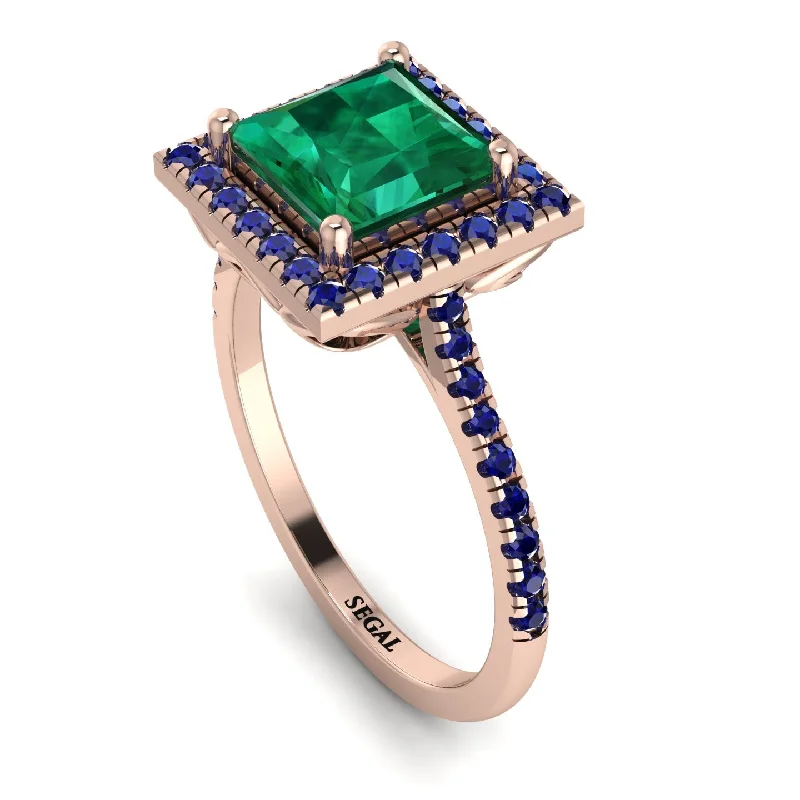 Custom Stacked Ring-Gorgeous Princess Cut Emerald Pave Engagement Ring With Hidden Stone - Margot No. 65