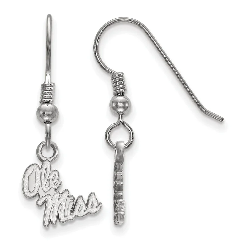 Swarovski Crystal Earrings-Sterling Silver University of Mississippi XS (Tiny) Dangle Earrings