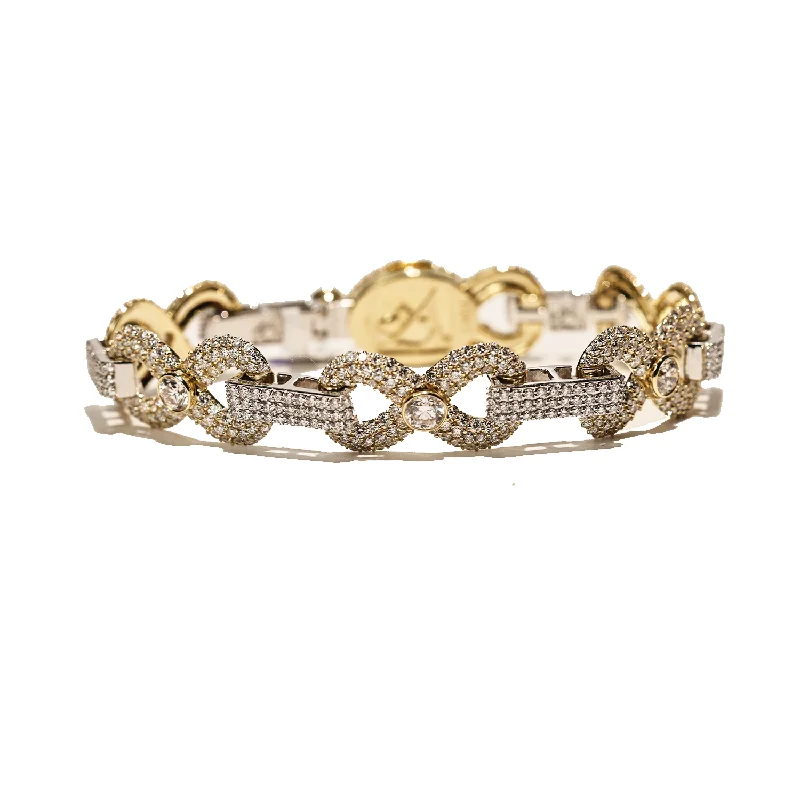 Elegant Crystal Bracelets-10k Two Tone Gold Diamond Infinity Bracelet 15.94 Ctw LAB