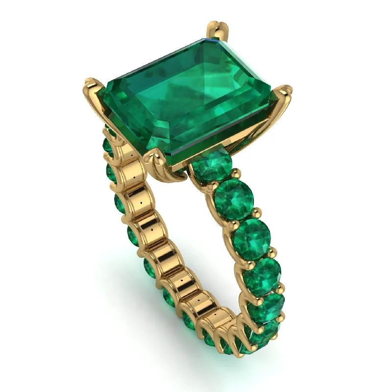 Gold Diamond Band-Mark's Custom Fancy Emerald Engagement Ring - River No. 190