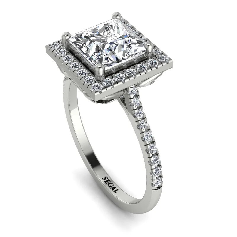 Luxury Engagement Ring-Gorgeous Princess Cut Diamond Pave Engagement Ring With Hidden Stone - Margot No. 3