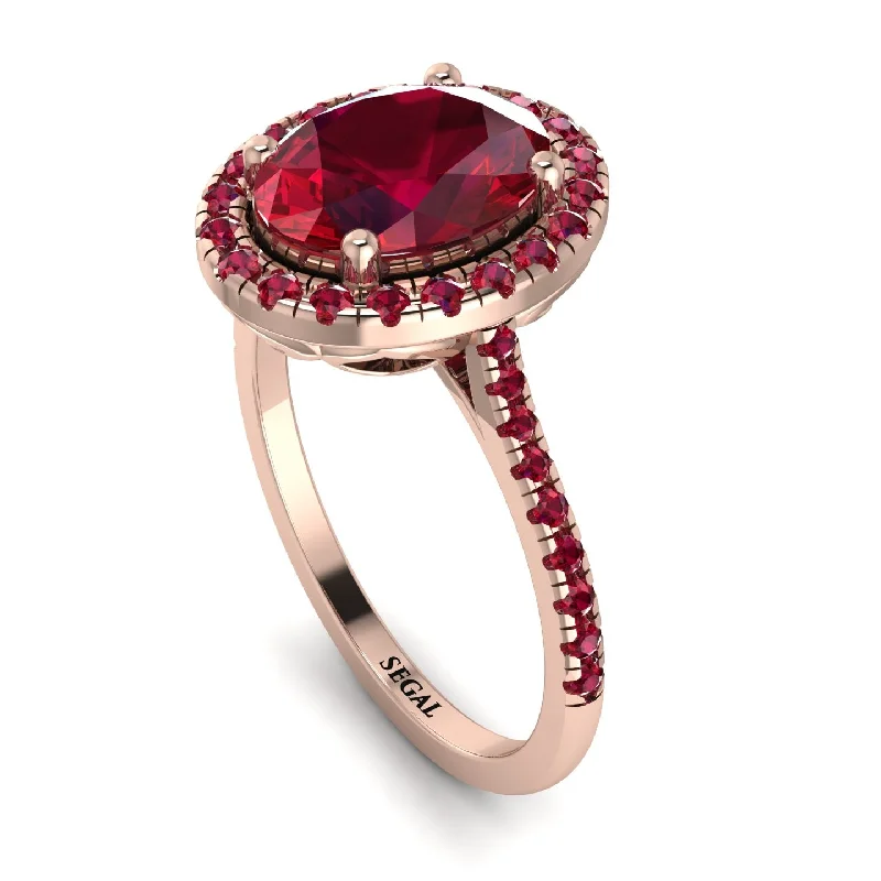 Black Diamond Ring-Gorgeous Oval Cut Ruby Pave Engagement Ring With Hidden Stone - Phoebe No. 56