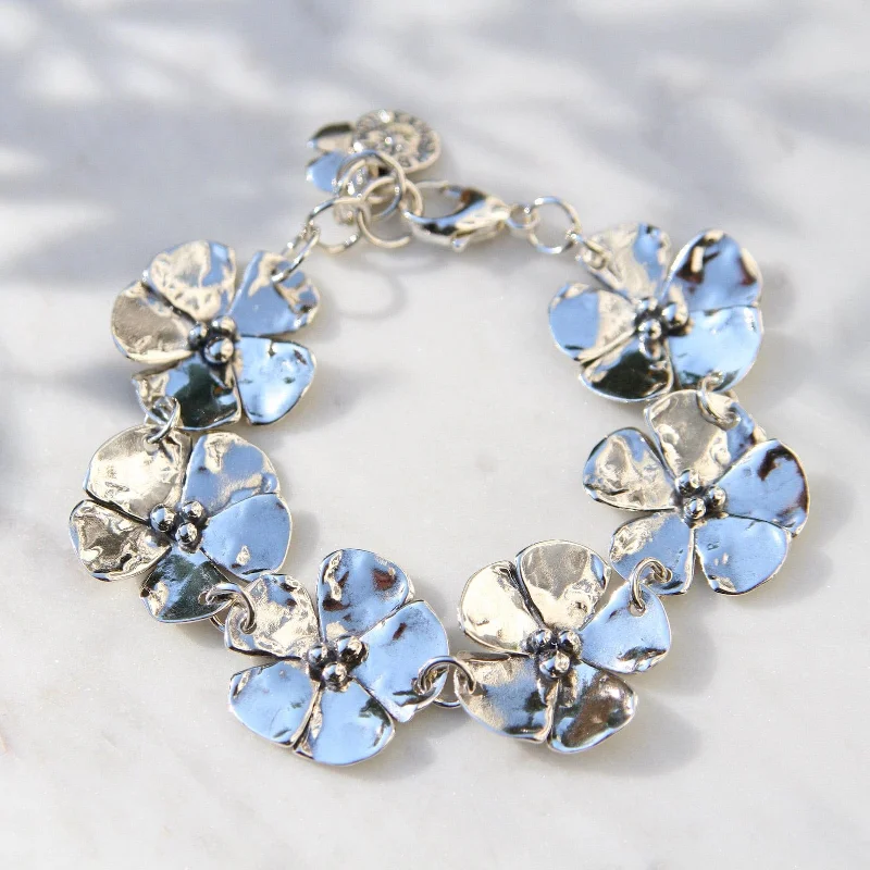 Elegant Charm Bangle Bracelets-Six Dogwood Flower Bracelet