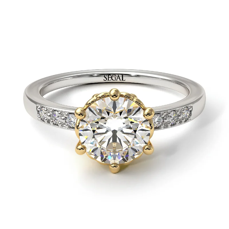 Couples Engagement Ring-Two Tones Classic Diamond Vintage Ring - Olivia No. 32