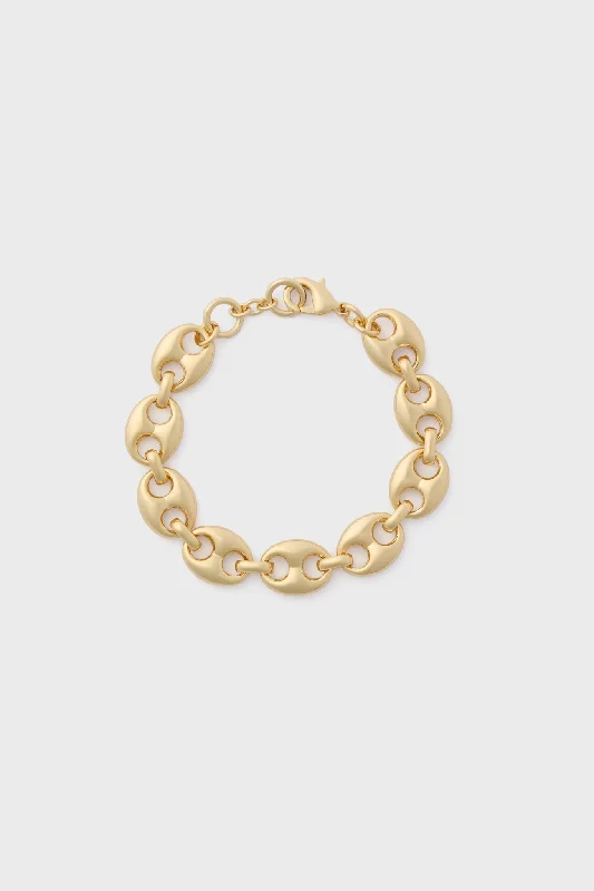 Modern Leather Bracelets-Gold Chunky Mariner Link Bracelet