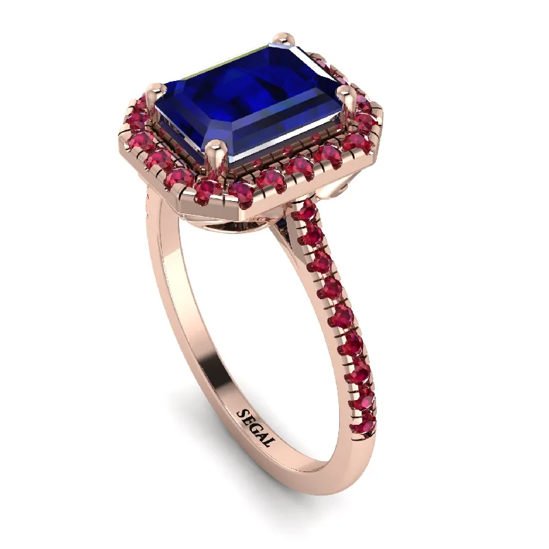 Men's Gold Ring-Gorgeous Emerald Cut Sapphire Pave Engagement Ring With Hidden Stone - Veronica No. 59