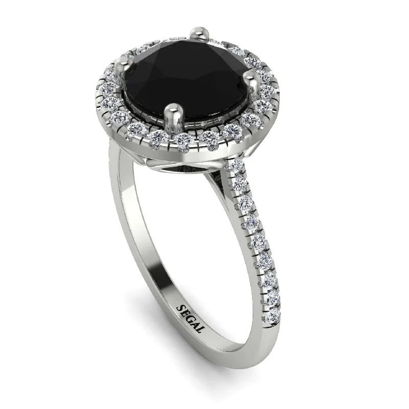 Men's Engagement Ring-Gorgeous Round Cut Black Diamond Pave Engagement Ring With Hidden Stone - Ellen No. 9