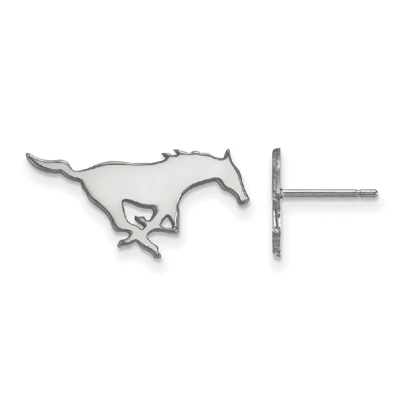 Small Stud Earrings-10k White Gold Southern Methodist Univ. Small Post Earrings