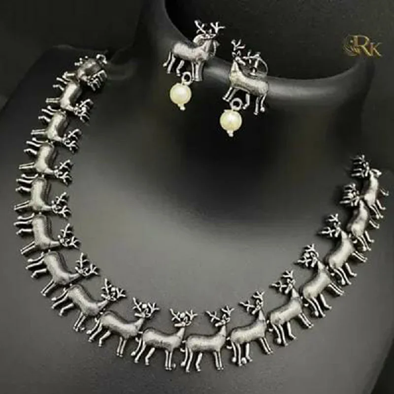 Fashionable Choker Necklace-Manisha Jewellery Oxidised Plated Bear Style Necklace Set