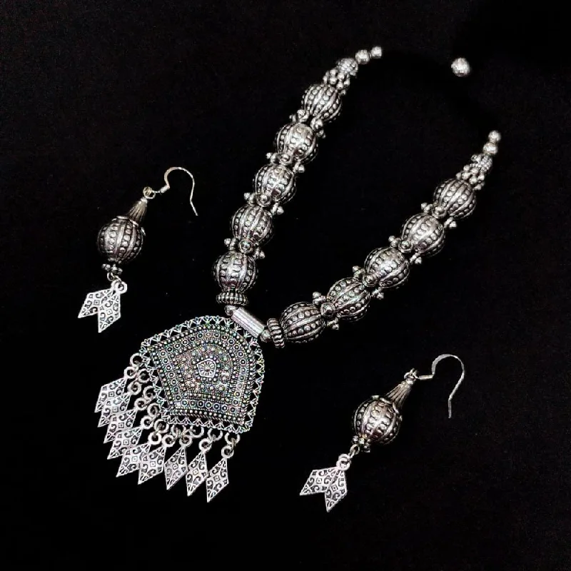 Trendy Chain Necklace-Manisha Jewellery Oxidised Plated Necklace Set