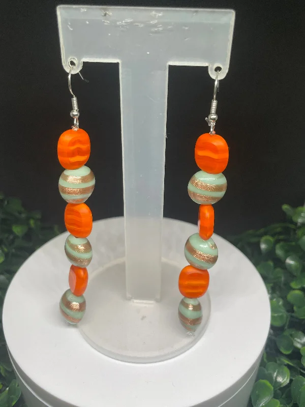 Artisan Silver Earrings-Orange classy earrings