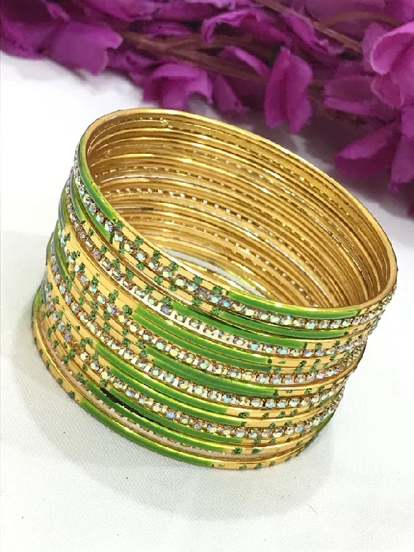 Antique Gold Bangles-Captivating Light Green Color Smooth Finishing Metal Bangles For Women