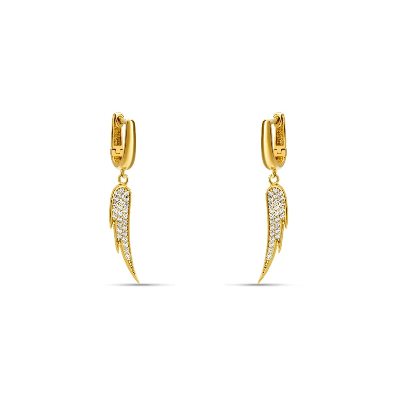 Chic Drop Earrings-Angel Wing Earrings - Vermeil