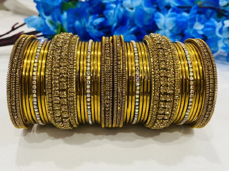 Customizable Gold Bangles-Mesmerizing Antique Gold Heavy Designed Wedding Bangles