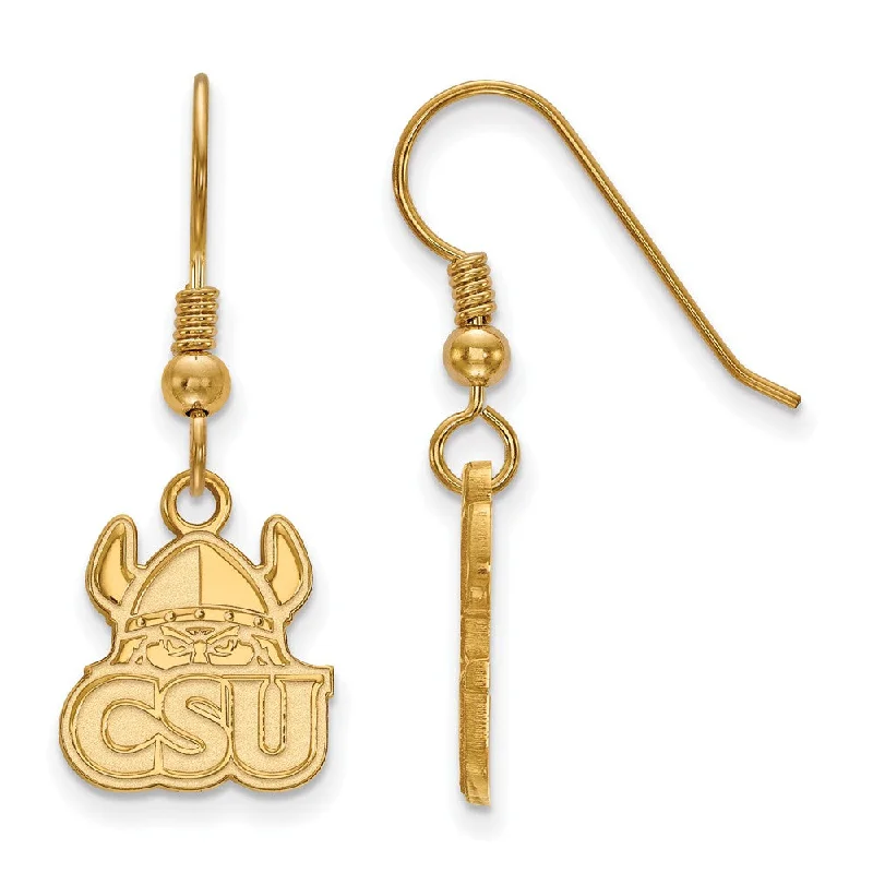 Classic Diamond Earrings-14k Gold Plated Silver Cleveland State University Dangle Earrings