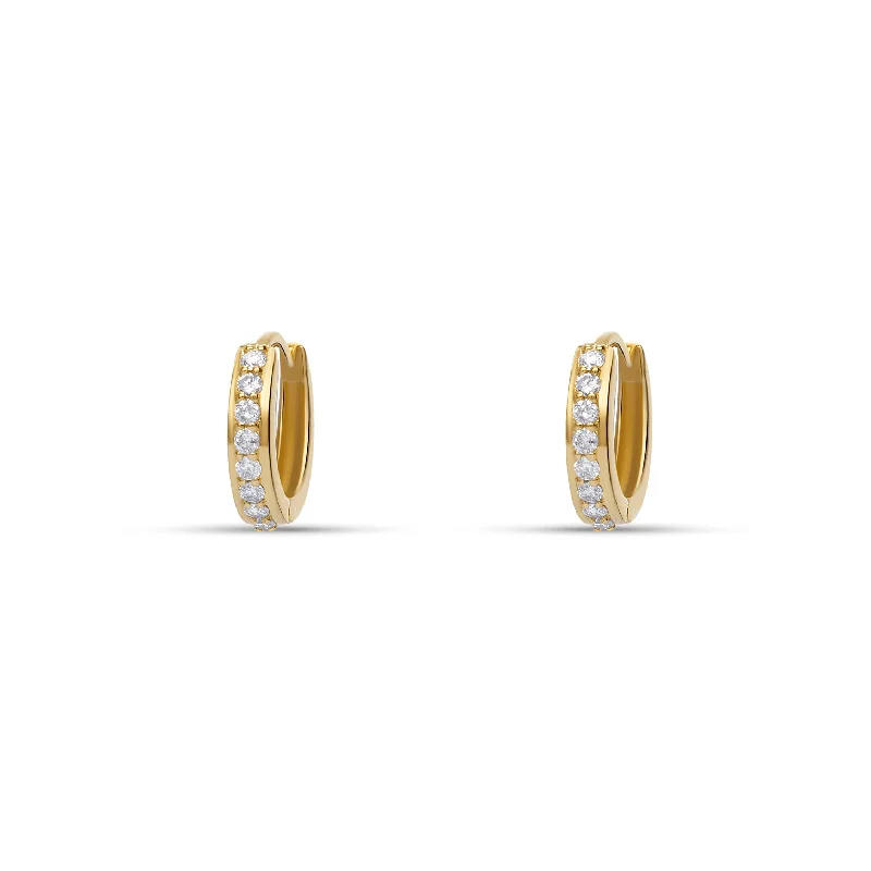 Textured Gold Earrings-LUSH Diamond Huggies - 14 karat gold huggie earrings, diamonds 0.24ct