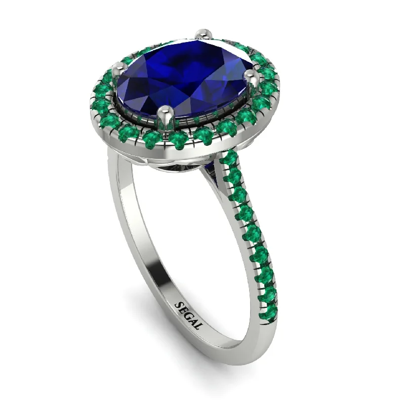 Beautiful Gemstone Ring-Gorgeous Oval Cut Sapphire Pave Engagement Ring With Hidden Stone - Phoebe No. 30