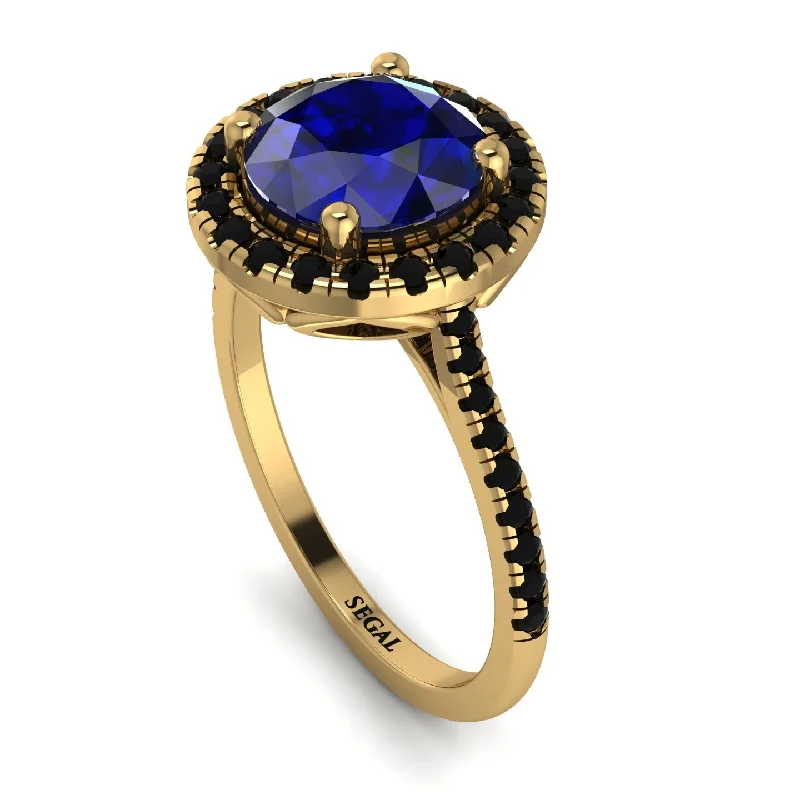 Custom Name Ring-Gorgeous Round Cut Sapphire Pave Engagement Ring With Hidden Stone - Ellen No. 43