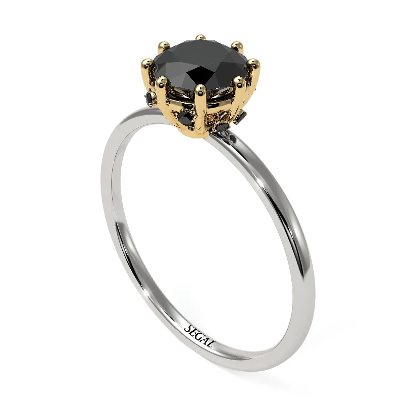 Modern Cocktail Diamond Ring-Two Tones Classic Black Diamond Ring With Hidden Stones - Elliana No. 20