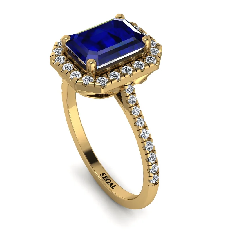 Customizable Name Ring-Gorgeous Emerald Cut Sapphire Pave Engagement Ring With Hidden Stone - Veronica No. 13