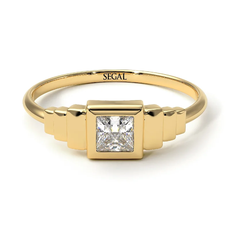 Classic White Gold Ring-Geometric Princess Cut Diamond Ring - Everleigh No. 1