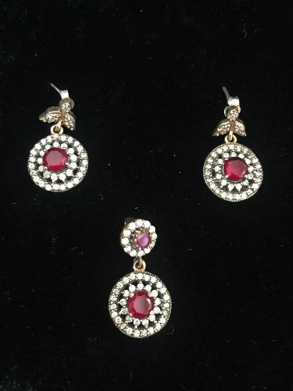 Silver and Gold Earrings-Silver Pendant & Earrings