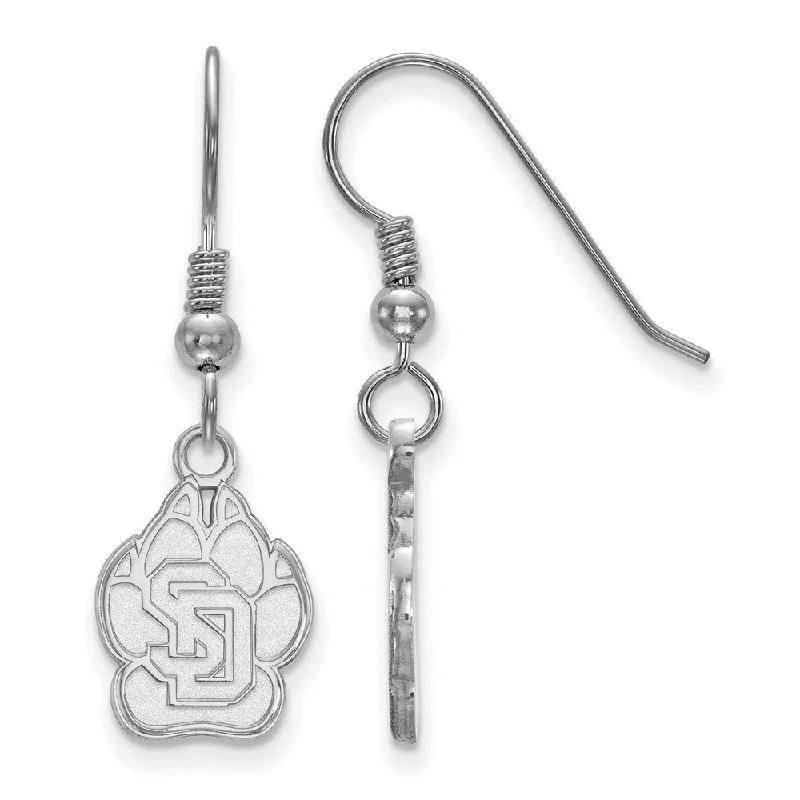 Artistic Pearl Earrings-Sterling Silver University of South Dakota Small Dangle Earrings