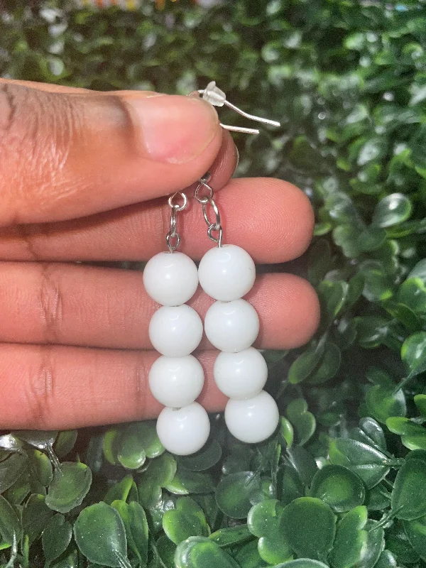 Luxe Drop Earrings-White snow earrings