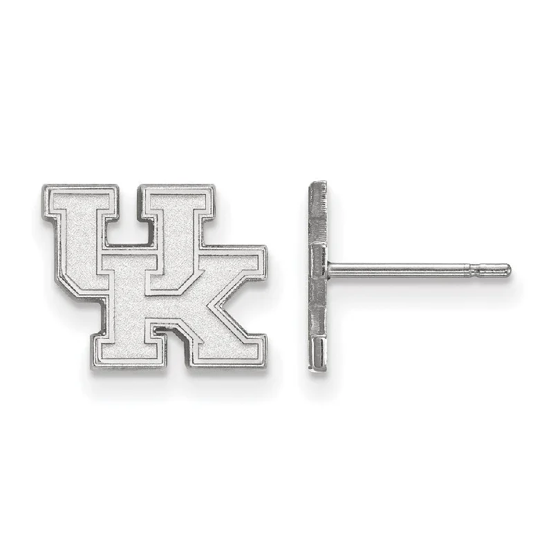 Hoop Earrings with Diamonds-Sterling Silver University of Kentucky XS (Tiny) 'UK' Post Earrings