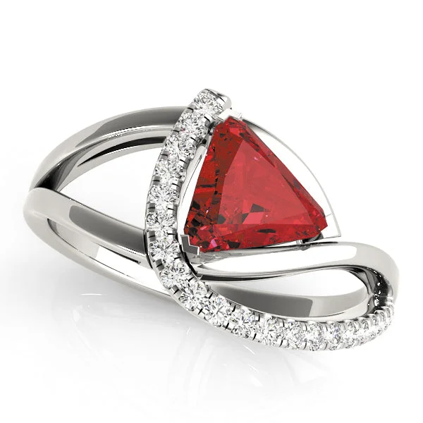 Gold Infinity Ring-14K Triangle Shape Ruby and Diamond Ring