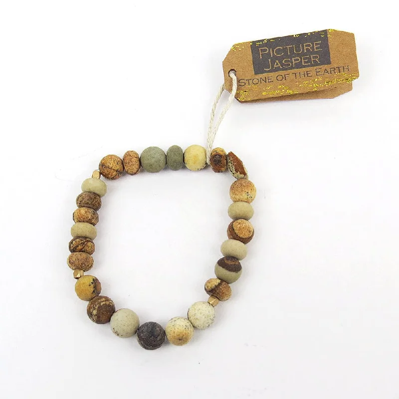 Silver Infinity Bracelets-Scout Picture Jasper Stone Stacking Bracelet