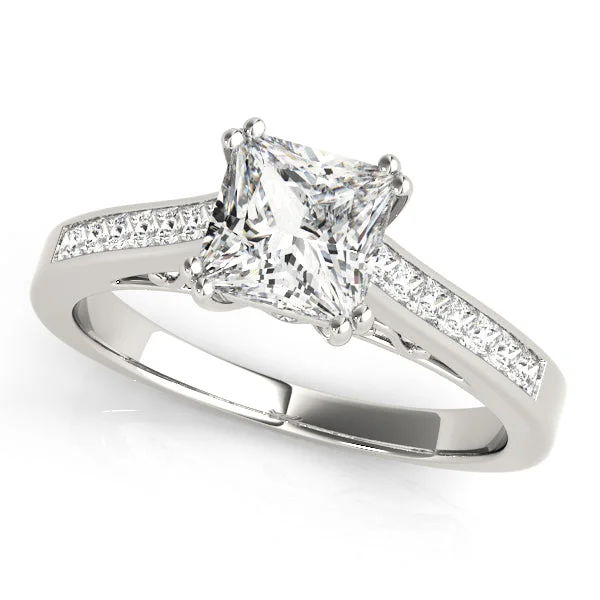 Luxury Wedding Band-14K Channel Set Princess Cut Engagement Ring