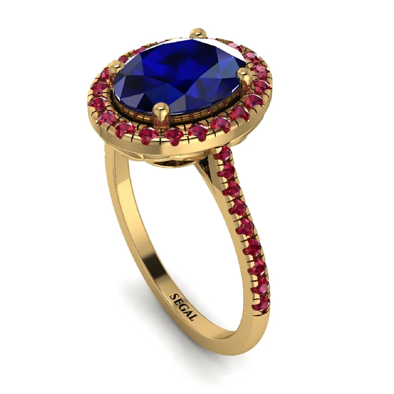 Personalized Gold Ring-Gorgeous Oval Cut Sapphire Pave Engagement Ring With Hidden Stone - Phoebe No. 58