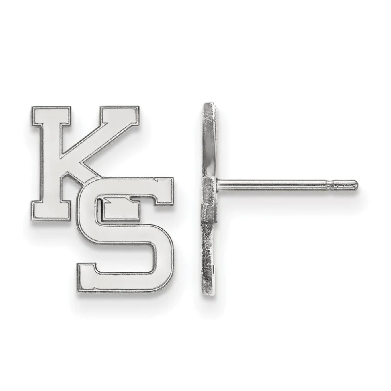 Chic Ear Cuffs-10k White Gold Kansas State University Small Post Earrings