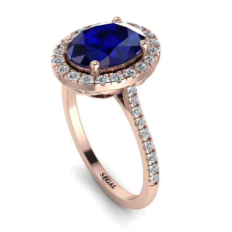 Minimalist Wedding Ring-Gorgeous Oval Cut Sapphire Pave Engagement Ring With Hidden Stone - Phoebe No. 14