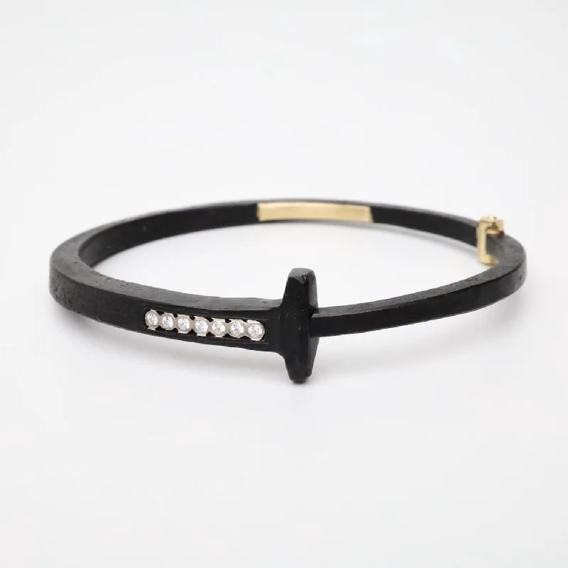 Adjustable Bracelet for Women-Pat Flynn Short Stripe Diamond Iron Nail Bracelet